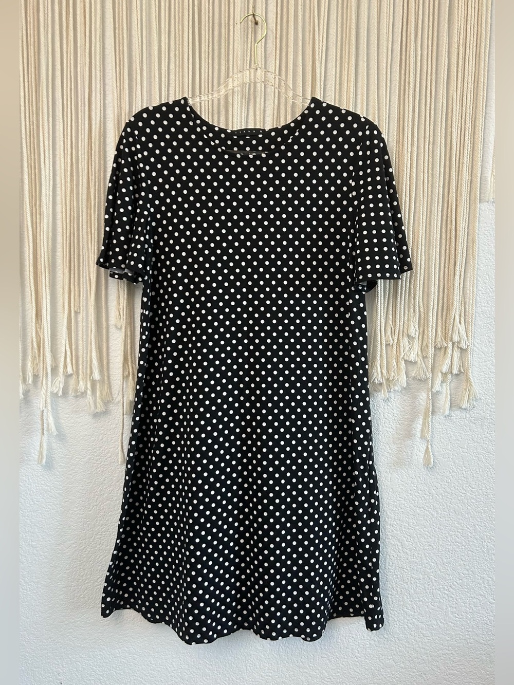 TIANA B Black & White Polka Dot Swing | Soft Knit Short Sleeve Dress - Picture 6 of 15